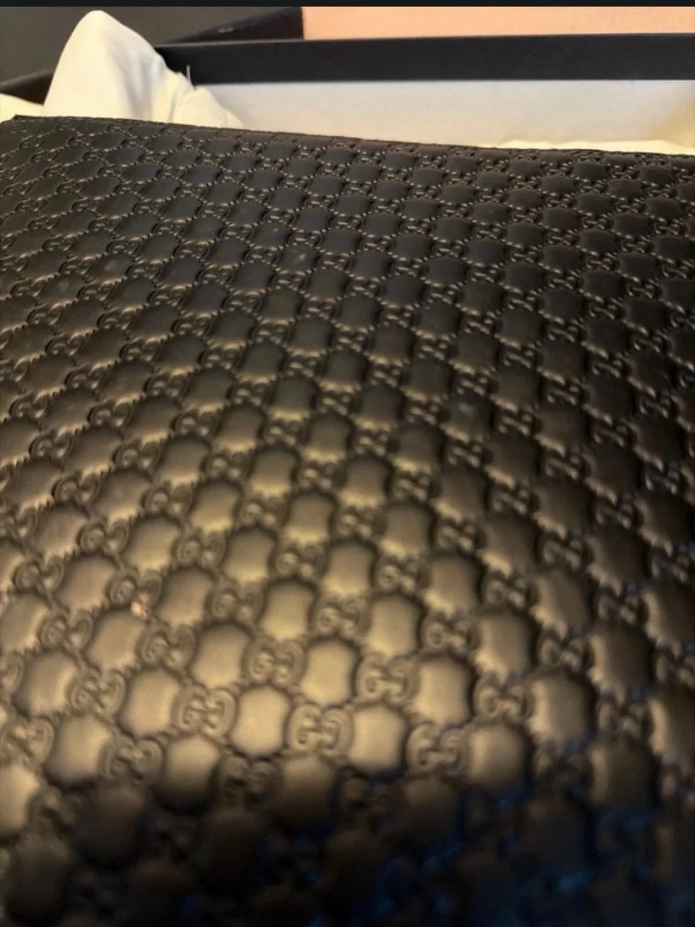 Gucci Black Embossed Leather Pouch